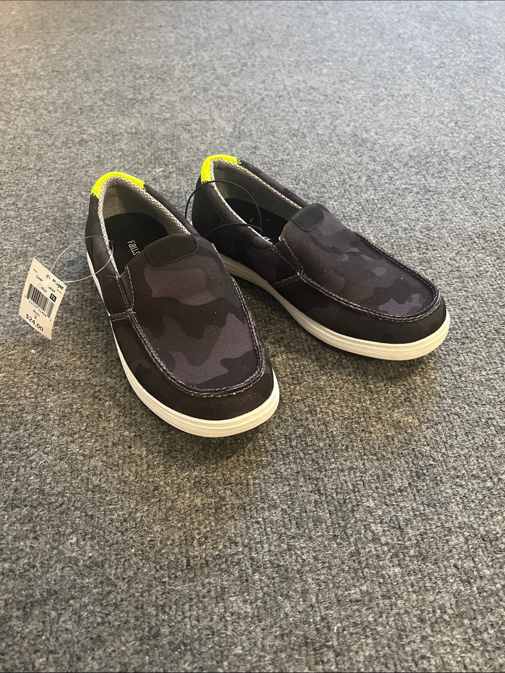 Slip-On Camouflage Deck Shoes with Neon Accent